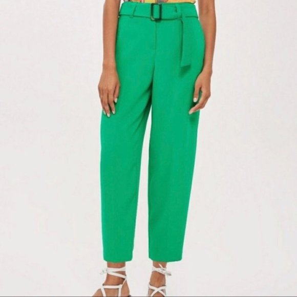 TOPSHOP Tapered Leg HIGH WAIST Trousers Size 4 - Picture 1 of 5